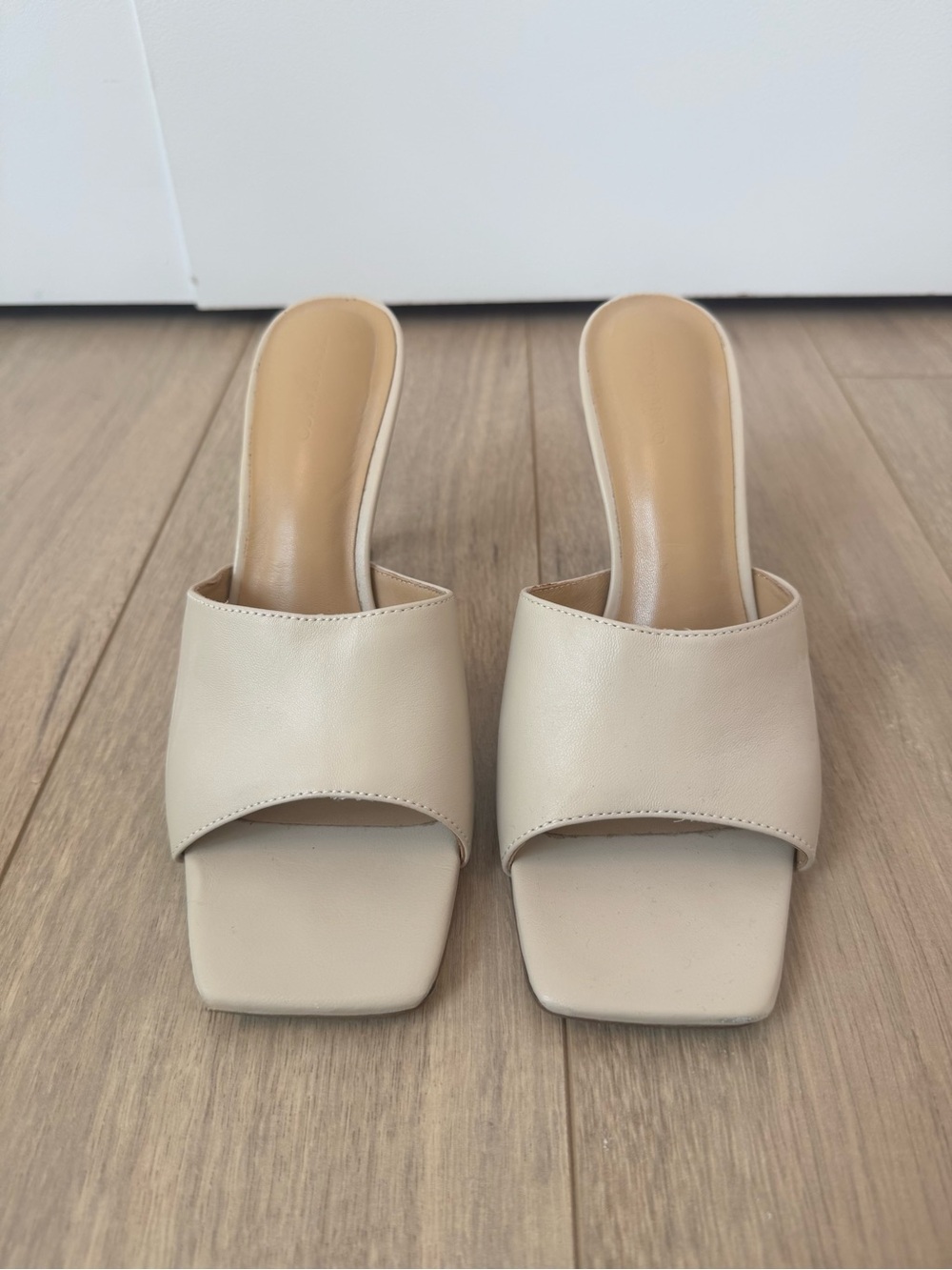 Tony Bianco Nude Square Toe Mules